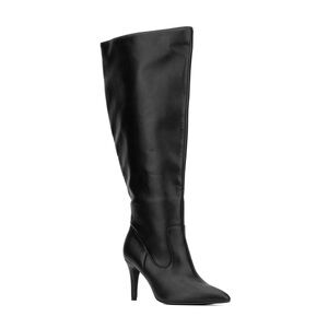 🖤 Wide Calf Black Vegan Leather Stiletto Boots